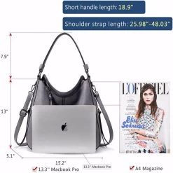 Catzon Handbags For Women Large Designer Ladies Hobo Bag Bucket Purse Faux Leather-Grey -Madam Clothing Store 003c44df7201d26640561856fb7e7ccc