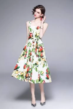 By Graziella Women's Dress Ecru And Dark Green -Madam Clothing Store 007a7b23 574c 42a7 9f47 822624040a6d