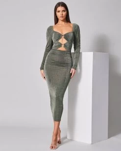 BWLDR Women's Charlie Long Dress X Kristina - Dusty Olive