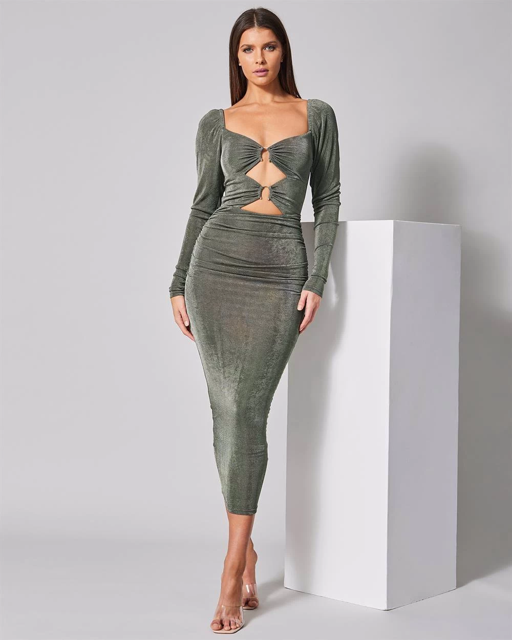 BWLDR Women's Charlie Long Dress X Kristina - Dusty Olive 3 BWLDR Women's Charlie Long Dress X Kristina - Dusty Olive