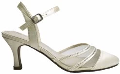 Clarice Demure Leather Heeled Sandals - Nude/Satin