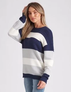 Rockmans Long Sleeve Colour Block Ottoman Jumper Onl Navy -Madam Clothing Store 01f6bdd5fb131591ba5b1401f94e40c7