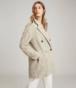Reiss Women's Sky Textured Coat - Grey -Madam Clothing Store 02a10769b8f9bae282cda866fbacd353