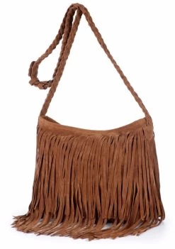 Beakey Suede Tassel Messenger Bag Women Hobo Shoulder Bags-Brown