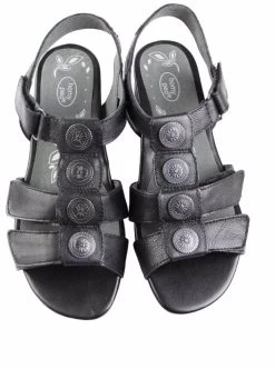 Womens Homyped Celia Black Sandals Slip On Low Heel Shoes