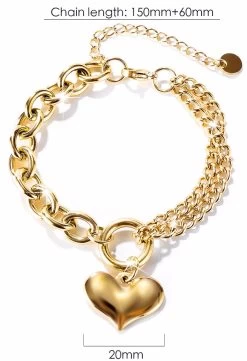 Bullion Gold Women's Boxed Lovely Heart Charm Dual Link Bracelet And Ruby Love Huggie Earrings Set I -Madam Clothing Store 05d3a384 685e 408e 82c3 e2a5da98a3cd