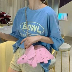 Beakey Dinosaur Shape Crossbody Shoulder Bag Women Pu Leather Rivet Chic Clutch-Pink -Madam Clothing Store 061a68c67dab3badabbb14542104a2b4