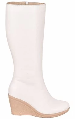 Noosy Women's Genuine Leather Knee High Boots - White