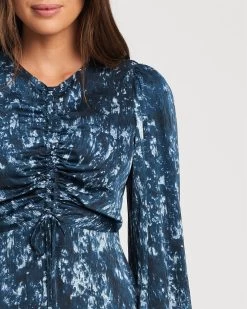 WILLA Women's Alaya Midi Dress - Abstract Blue Sintra -Madam Clothing Store 08577c2570e7cfc6796e7666c59a9657