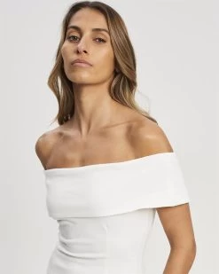 TUSSAH Women's Beau Midi Dress - White -Madam Clothing Store 08f886c7de90612ad9e1ce592e52a348