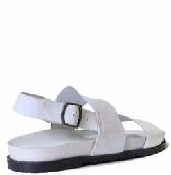 EOS Women's Maite Italian Leather Double Strap Sandals With Buckle Ankle Strap White -Madam Clothing Store 0954d85f 9869 4b1b 93eb ae924450ae35