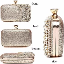 Beakey Womens Crystal Evening Clutch Bag Wedding Purse Party Bag-Gold -Madam Clothing Store 0a593f373ed43e33cd83b326b1e172c0