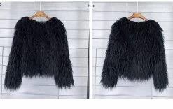 Beakey Womens Shaggy Faux Fur Outwear Short Thermal Coat-Black -Madam Clothing Store 0a8dc9d359b20d0f211a546b95d676f5