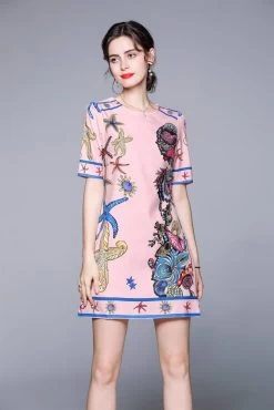 By Graziella Women's Straight Dress Pink And Cobalt Blue -Madam Clothing Store 0adfd46c 25f2 4517 bcba 1fb86325e4a8