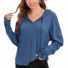 Beakey Women Casual Long Sleeve Solid Hooded Drawstring Knit Jacket-Blue -Madam Clothing Store 0b5bdc8745bda19fa659f64de2dcd370