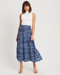 WILLA Women's Braxton Skirt - Navy Abstract Swirl 12 WILLA Women's Braxton Skirt - Navy Abstract Swirl -Madam Clothing Store 0bd1363cc6be7d1c30cba627ff64f3f1