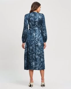 WILLA Women's Alaya Midi Dress - Abstract Blue Sintra -Madam Clothing Store 0bfaaefe5450d782ebbab2dd3f042b24