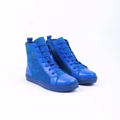 Noosy Women's Genuine Leather Sneaker Boots - Blue -Madam Clothing Store 0c59f5487a29ee144fa2ffa7c5b72a44