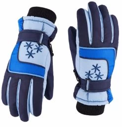 Beakey Insulated Winter Cold Weather Kids Ski Gloves Waterproof Windproof-DarkBlue
