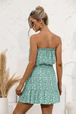 Anette Women's Tube Top Floral Dress - Green & Multicolor Floral Print -Madam Clothing Store 0cf97d37 8828 4828 9034 6cb4a4e00b4f