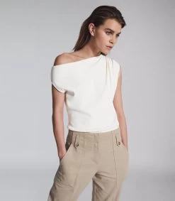 Reiss Women's Mila Drape Shoulder Tops - Ivory