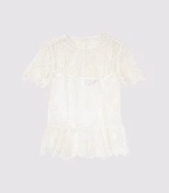 Reiss Womens Fiona Short Sleeve Lace Top White - -Madam Clothing Store 10c595061aaee7776240d35a08afa524