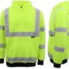 HI VIS Hooded Safety Jumper Hoodie Sweatshirt Tradie Workwear Fleece Jacket Coat - Fluro Yellow -Madam Clothing Store 1200d1c88a5348251867c217039794b5