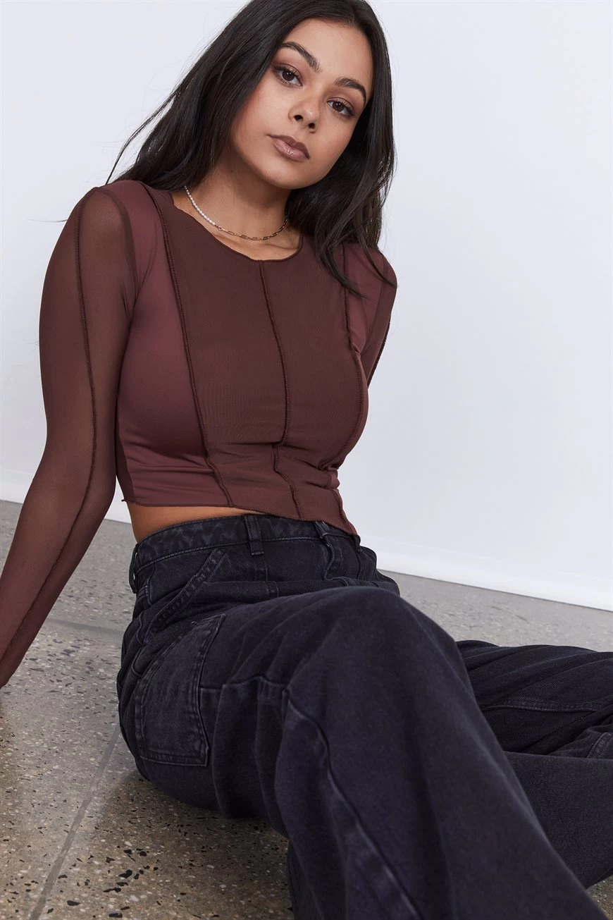 Factorie Exposed Seam Long Sleeve Burgundy 7 Factorie Exposed Seam Long Sleeve Burgundy - Image 5