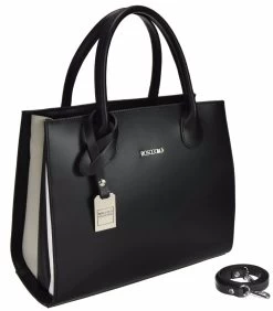 BOSCCOLO Women's Black/3colour Leather Shoulder Bag