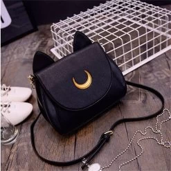 Beakey Moon Luna Cat Purses Pu Leather Shoulder Messenger Bag-Black -Madam Clothing Store 15c8c89e7591bcc1127c4ea2c36e297c