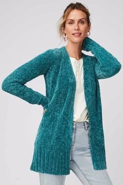 Capture Chenille Longline Cardigan Silver -Madam Clothing Store 15d361bb209a192529334b95d7874370