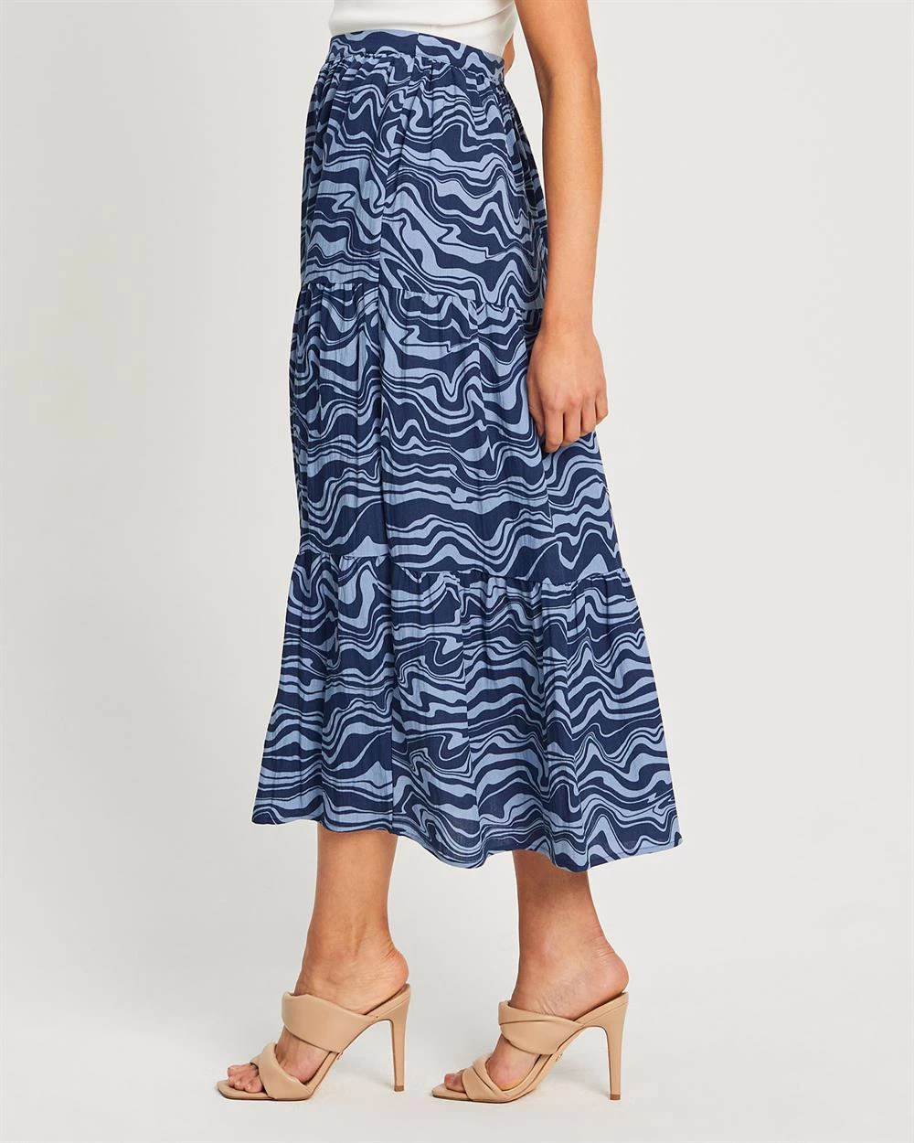 WILLA Women's Braxton Skirt - Navy Abstract Swirl 4 WILLA Women's Braxton Skirt - Navy Abstract Swirl - Image 2