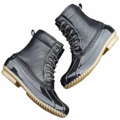 Beakey Outdoor Women Winter Boots Waterproof Lace Up Rain Duck Boots-Black -Madam Clothing Store 185da8a1c0dd24dfdc1d1a04f48cfe28