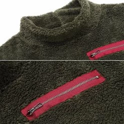 Beakey Womens Turtleneck Sweatshirt Winter Faux Fuzzy Sherpa Pullover-Army Green -Madam Clothing Store 18a0665edce50bef2abd7244b04723cd