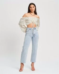 SAVEL Women's Mila Blouse - Ivory Polka Dot -Madam Clothing Store 18c9b508a7882d3920f05ff97b305806