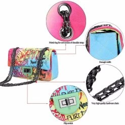 Beakey Womens Crossbody Handbag Graffiti Cute Leather Shoulder Bag-Black -Madam Clothing Store 191aaaa506afafe0964e667c7908e71b