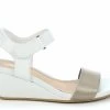 Effegie Women's Palerma Italian Leather Wedge Heel With Velcro Ankle Strap - White/Taupe -Madam Clothing Store 1939cc66 9174 4f45 9550 9563eea704cf