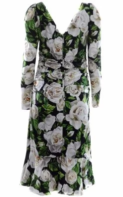 Dolce & Gabbana Women's Flowers Long Dress -Madam Clothing Store 1b2f7376358e331f16f9aaa5b12f6440