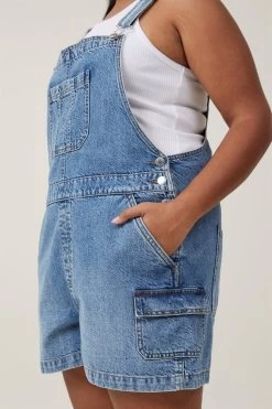 Cotton On Cargo Short Denim Overall Mid Blue -Madam Clothing Store 1ba68c009f63eb568c7c903591494621