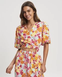 SAVEL Women's Hannah Wrap Blouse - Sherbet Floral