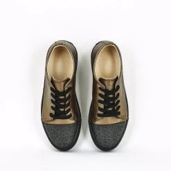 Women Bronze-black Handmade Vegan Sneakers -Madam Clothing Store 1cdf27014a739f2841b572dc278fb928