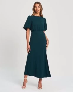 TUSSAH Women's Nolah Midi Dress - Emerald -Madam Clothing Store 1d1414f887254c920a453b191179c671