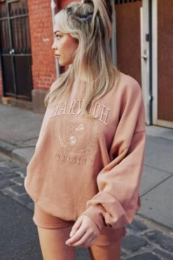 Factorie Slouchy Premium Graphic Crew Brown