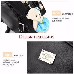 Beakey Leather Backpack Casual Travel Daypacks With Cute Bear For Womens-WineRed -Madam Clothing Store 205ec0093cae4da5d424b7b44ad4d6d1