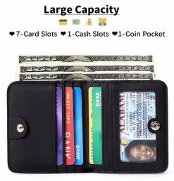 Beakey Womens Leather Mini Wallet With ID Card Window Portable Coin Purse-Black -Madam Clothing Store 20e02df6c988a985b6658e1eea7a6482 1