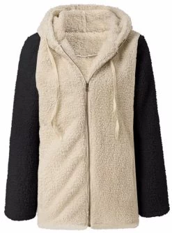 Beakey Womens Fleece Jacket With Pockets Zipper Warm Outerwear-Khaki -Madam Clothing Store 21452b7806c17f7992200a0dd2ac299a