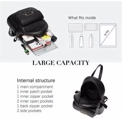 Beakey Mini Backpack For Women Cute Leather Small Bookbag With Cat Shaped Lock-Black 12 Beakey Mini Backpack For Women Cute Leather Small Bookbag With Cat Shaped Lock-Black -Madam Clothing Store 22732269123467ccdd5e2975581cd4c5