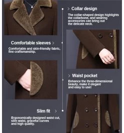 Beakey Womens Winter Wool Blend Long Coat Double Breasted Lapel Jacket-Deep Coffee -Madam Clothing Store 22f7b00ba5e09045732c13840d629c11