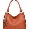 Beakey Women PU Leather Handbag Large Capacity Satchel With Shoulder Strap-Brown -Madam Clothing Store 2405ca48aadb78b75d65478ca1bdc5b9