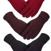 Catzon 3 Pairs Women Winter Gloves Warm Touchscreen Windproof Gloves-BlackWine RedBrown -Madam Clothing Store 2488283190d1fd70cc30579b9617f54d